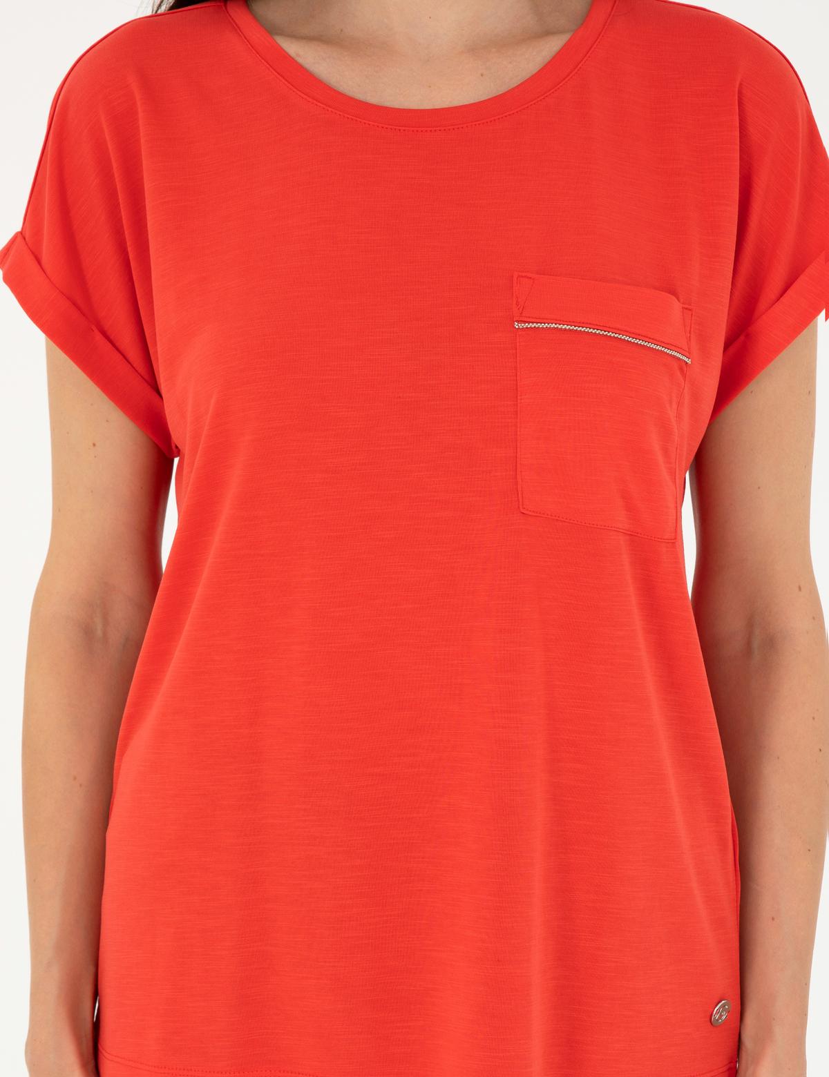 Nar Çiçeği Regular Fit Cepli Tişört - 50283449041