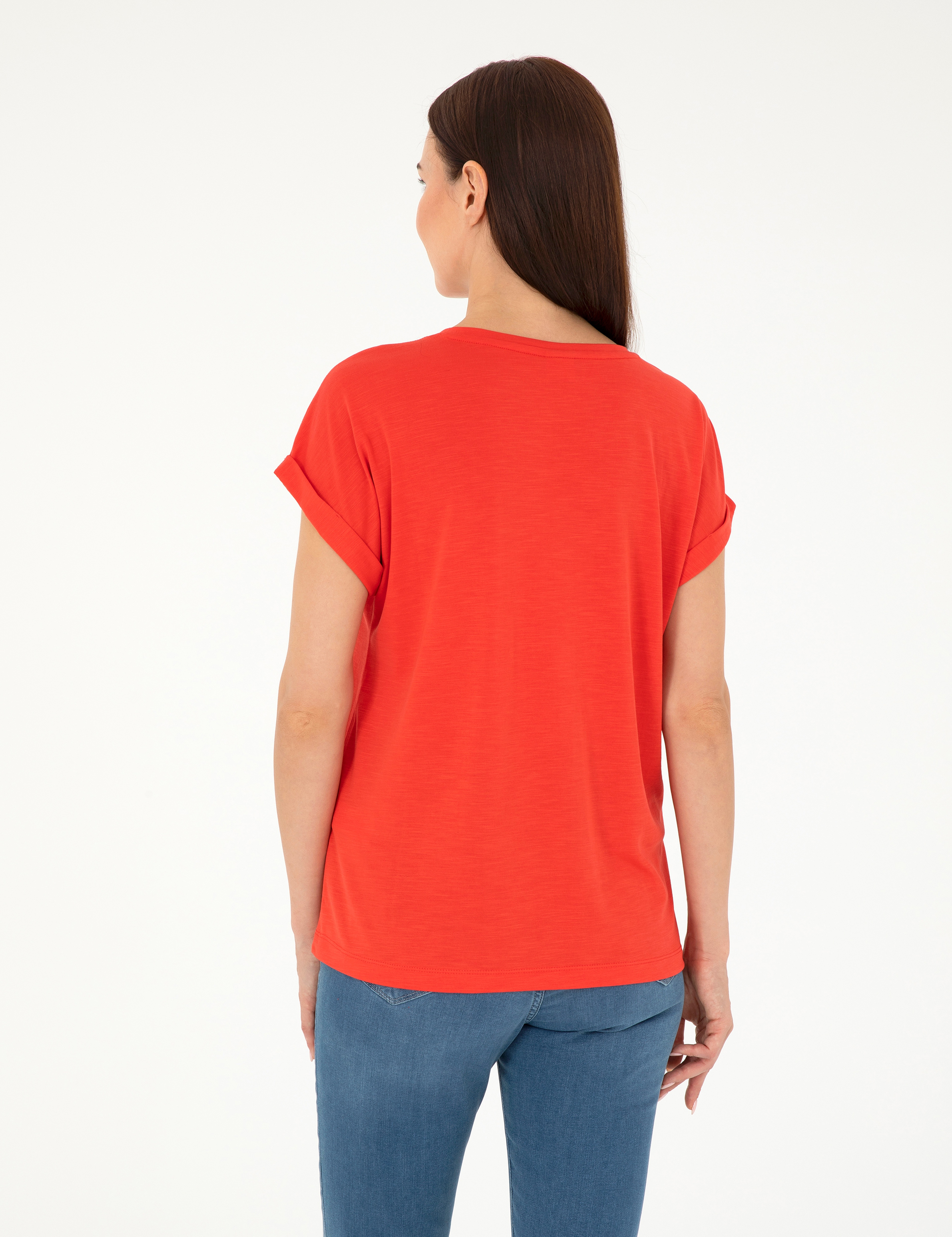 Nar Çiçeği Regular Fit Cepli Tişört - Image 5
