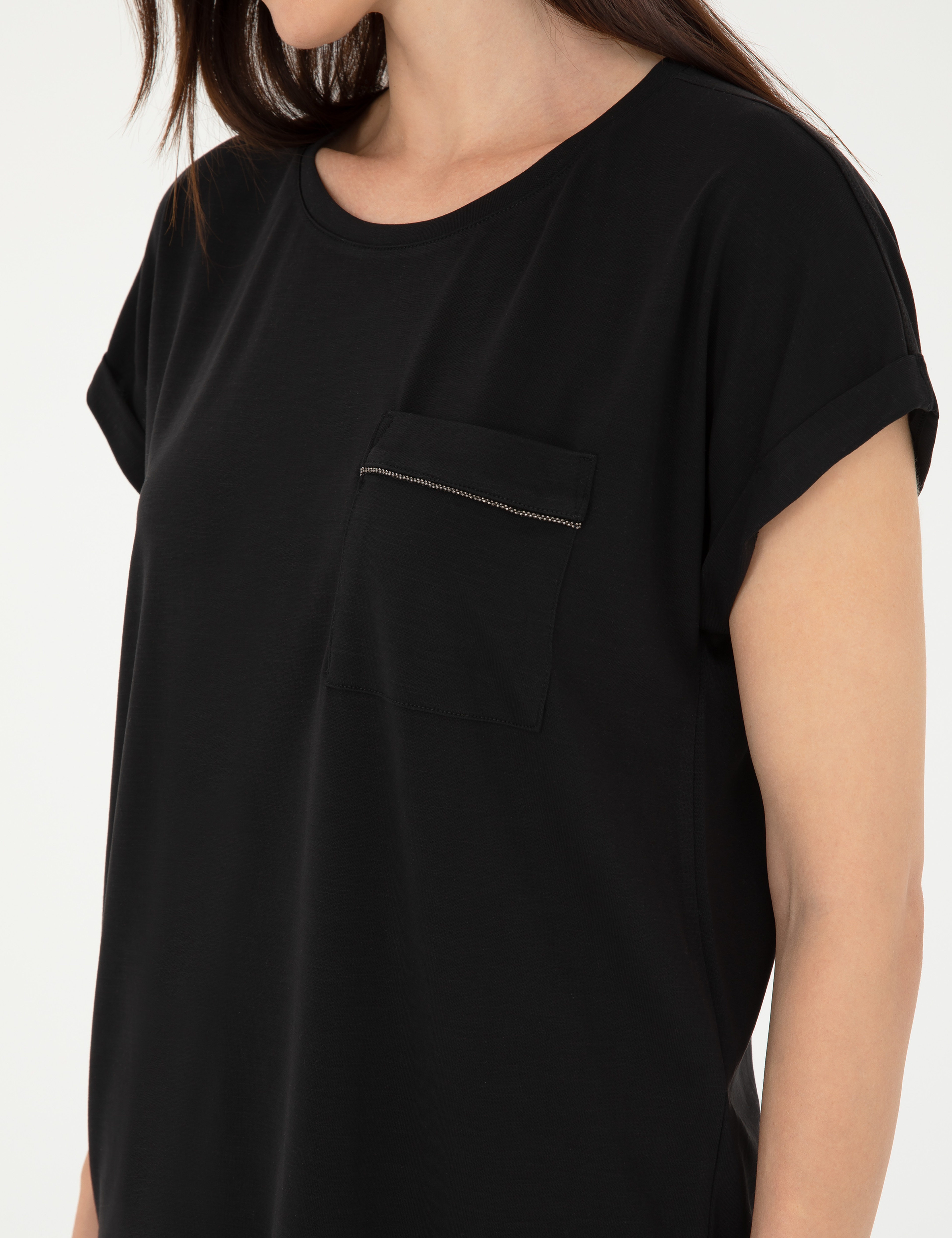 Siyah Regular Fit Cepli Tişört - Image 7