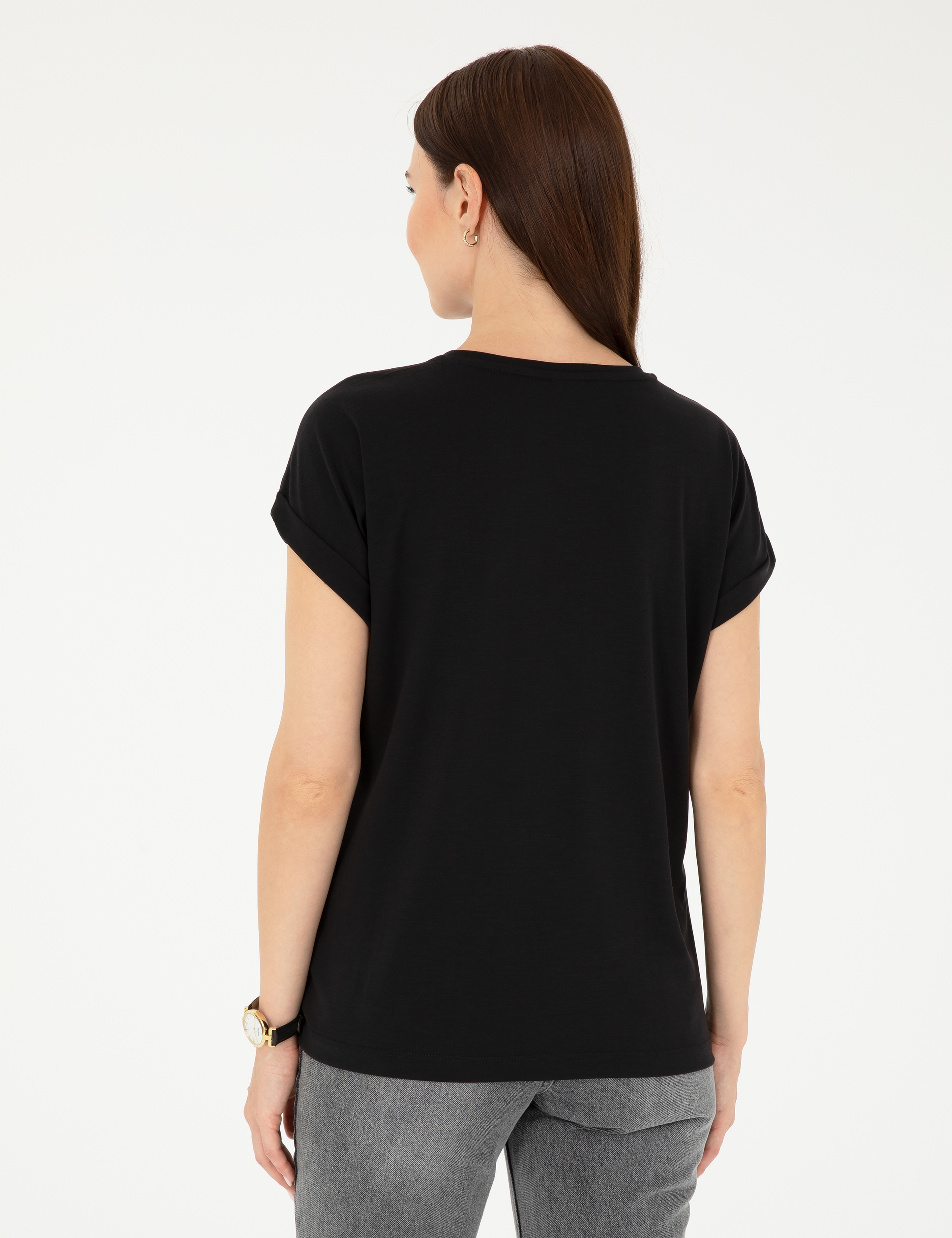 Siyah Regular Fit Cepli Tişört - Image 5