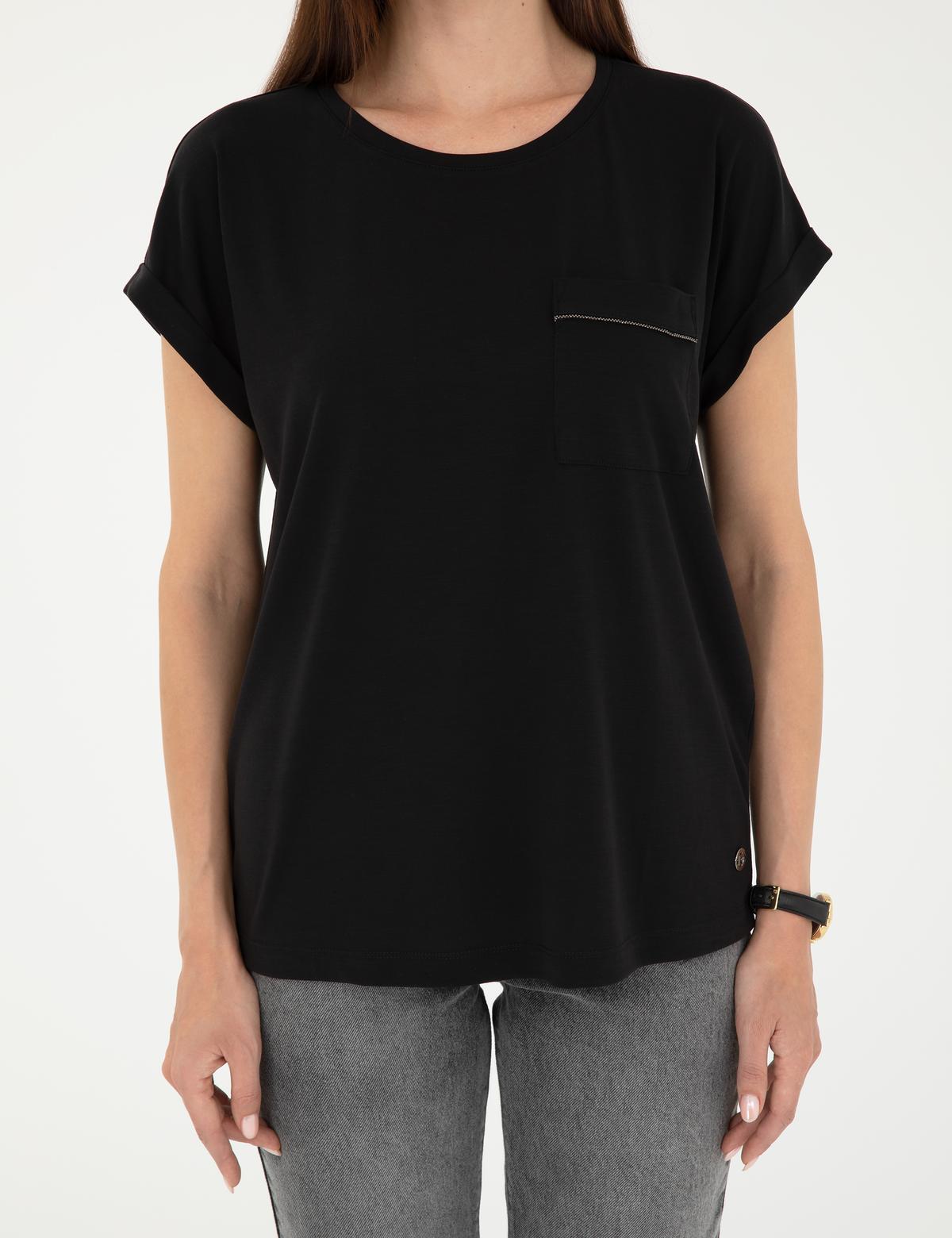 Siyah Regular Fit Cepli Tişört - 50283449050