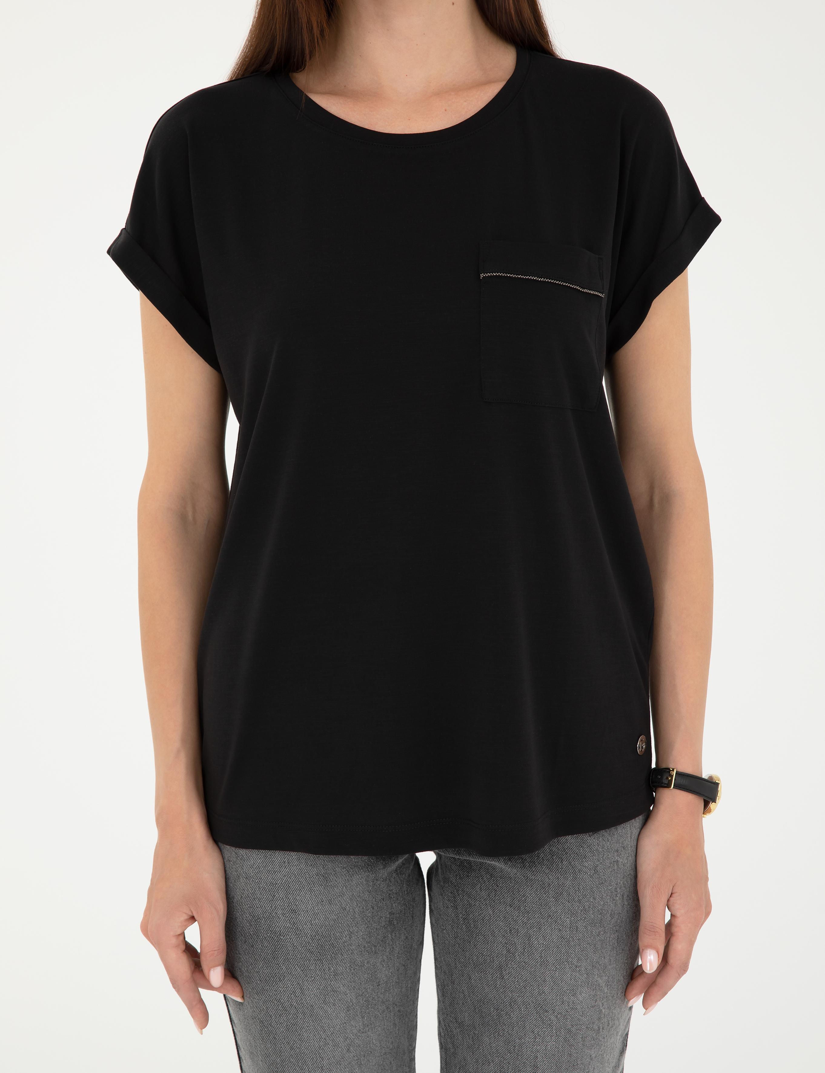 Siyah Regular Fit Cepli Tişört