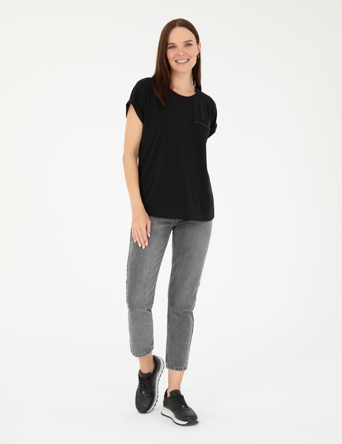 Siyah Regular Fit Cepli Tişört - 50283449050