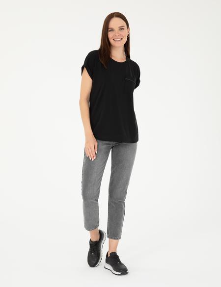 Siyah Regular Fit Cepli Tişört - 50283449050