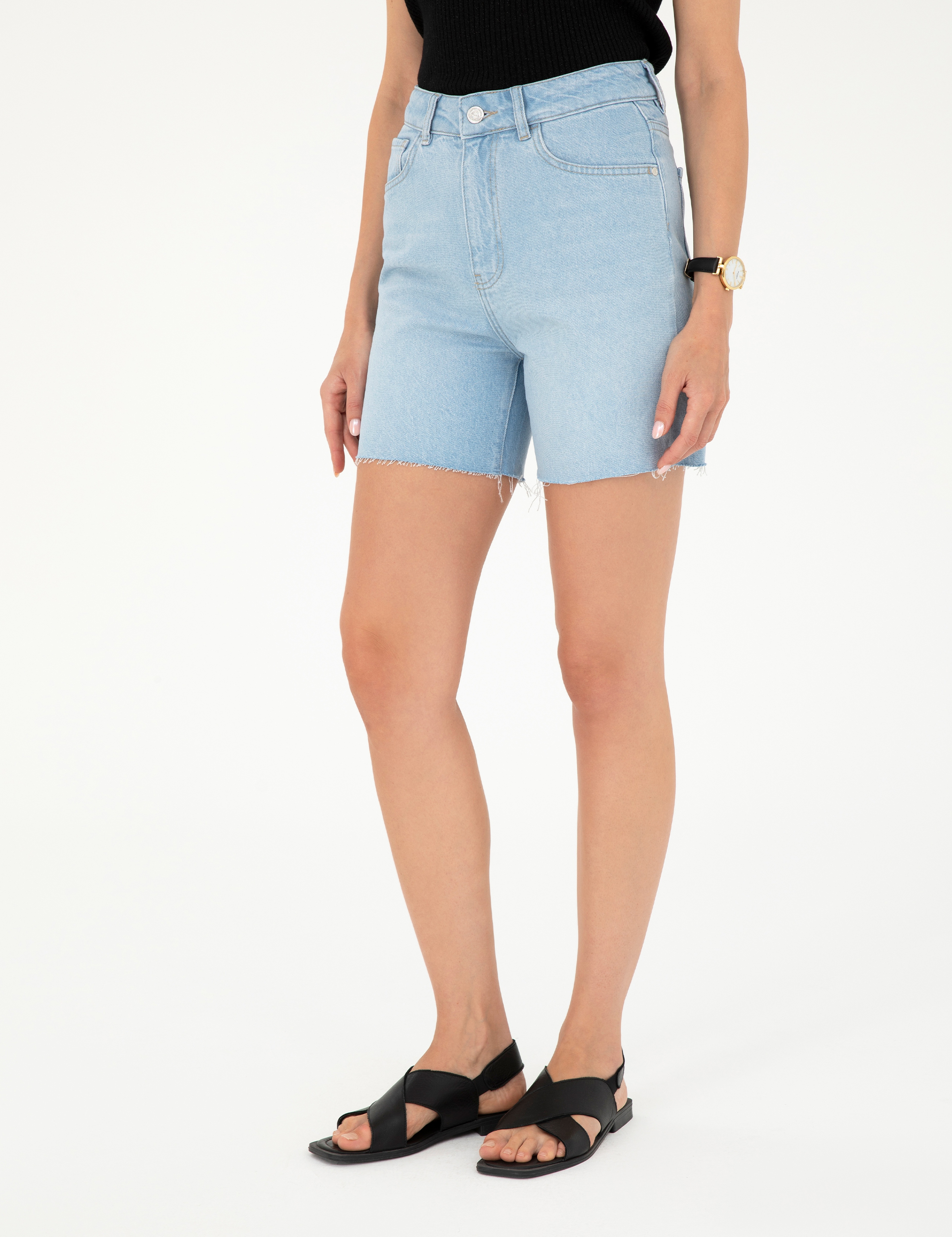 Açık Mavi Jean Bermuda Şort - Image 2