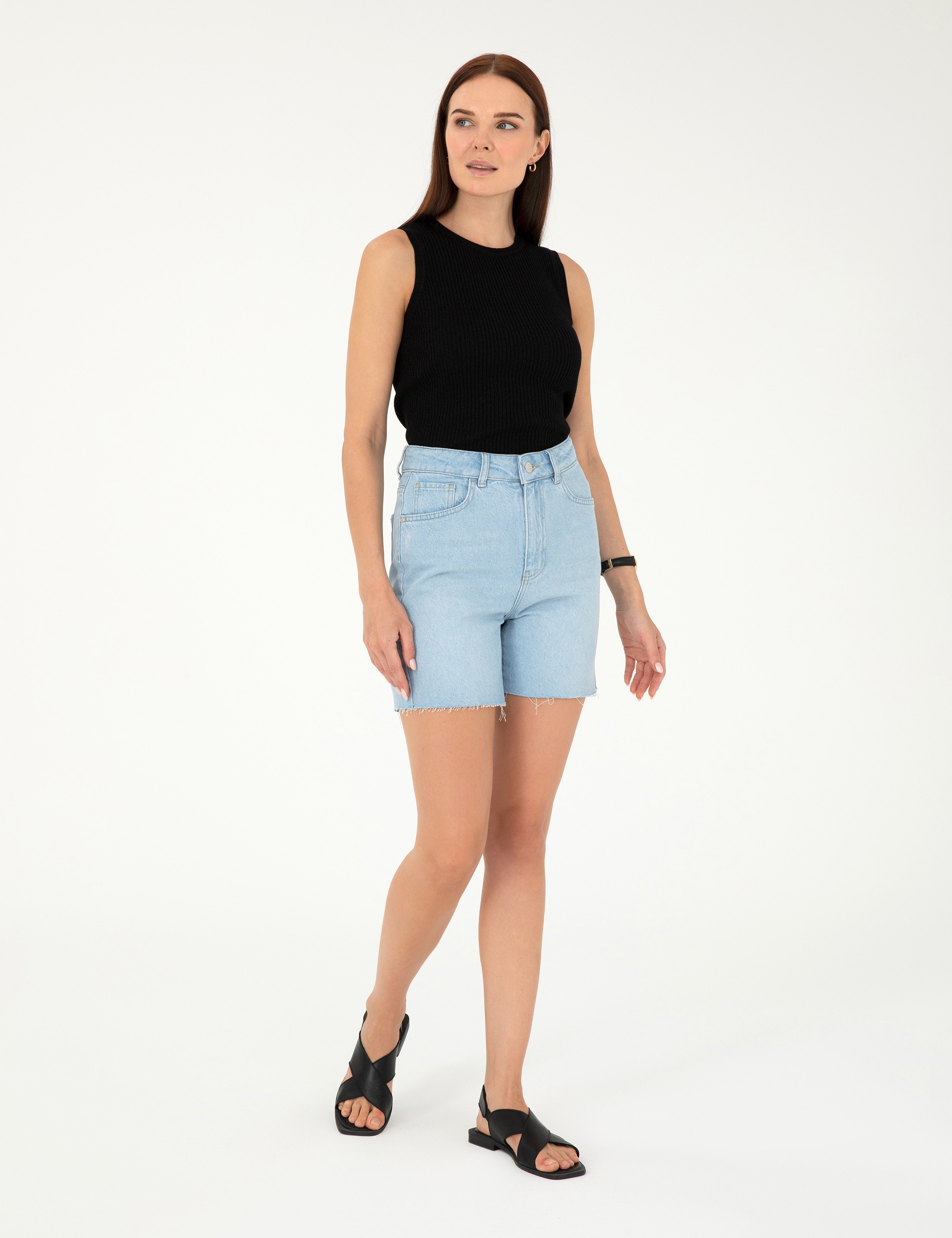 Açık Mavi Jean Bermuda Şort - Image 3