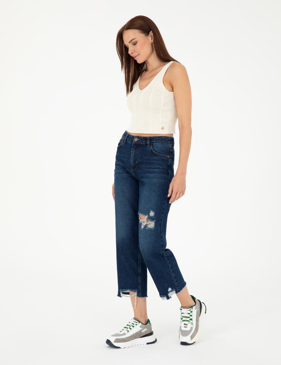 Koyu İndigo Jean Pantolon