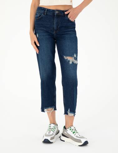 Koyu İndigo Jean Pantolon