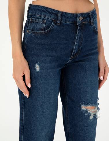 Koyu İndigo Jean Pantolon