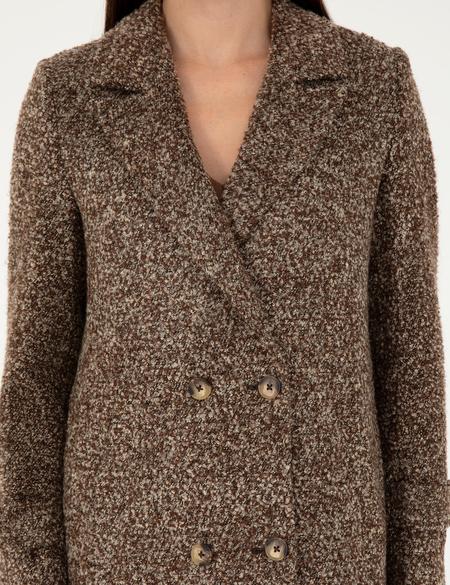 Kahverengi Slim Fit Kaşe Kaban - 50275701034