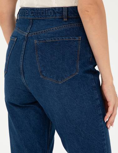 Koyu İndigo Mom Fit Jean Pantolon