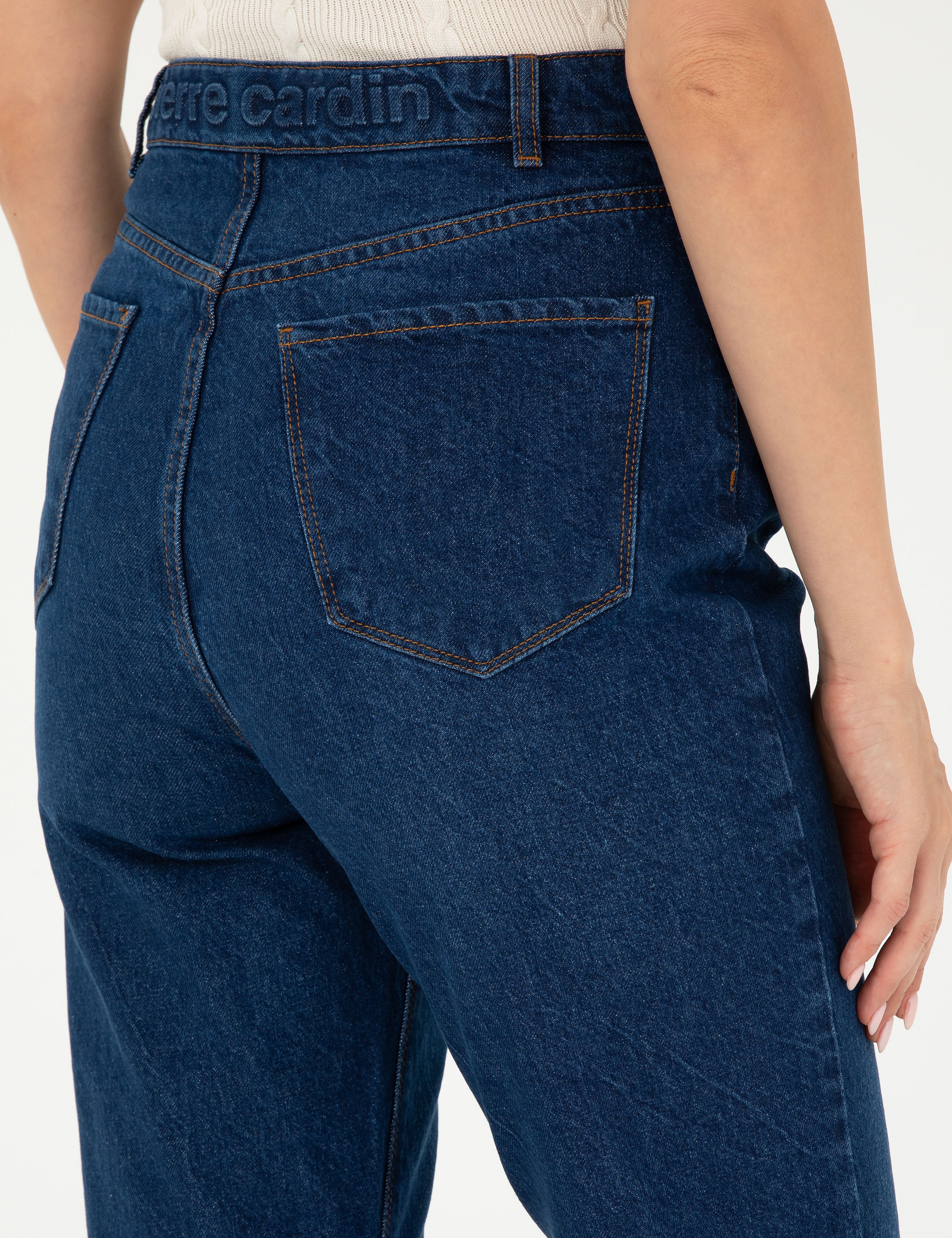 Koyu İndigo Mom Fit Jean Pantolon