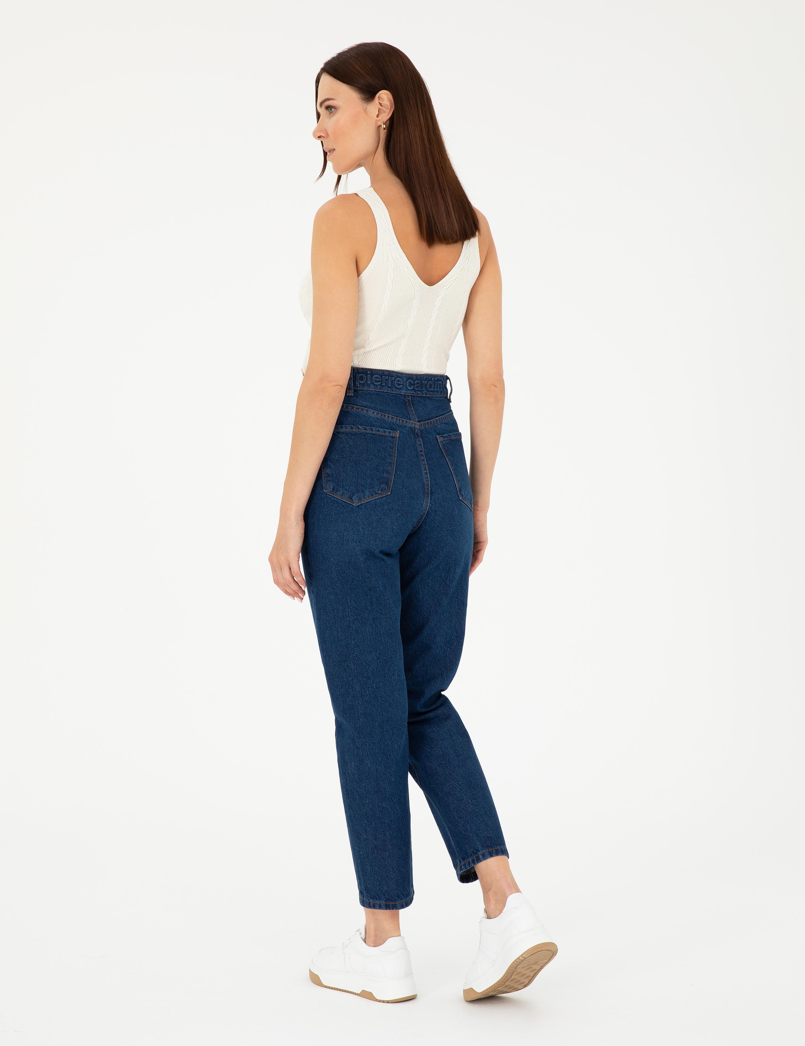 Koyu İndigo Mom Fit Jean Pantolon