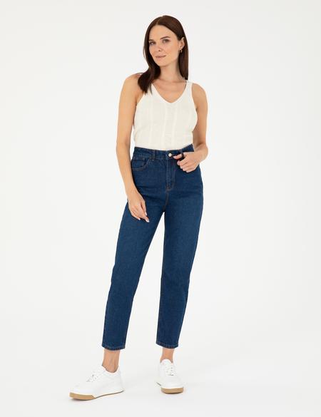 Koyu İndigo Mom Fit Jean Pantolon - 50284090002