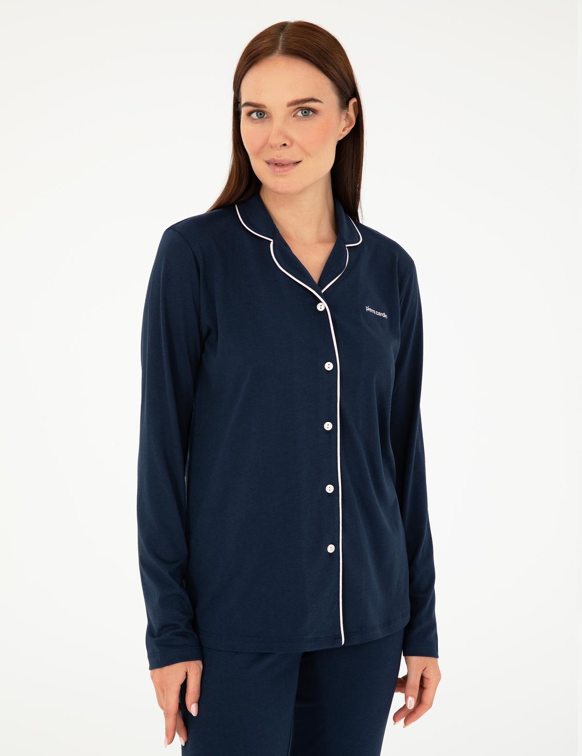 Lacivert Düğmeli Pijama Takımı - 50299705002