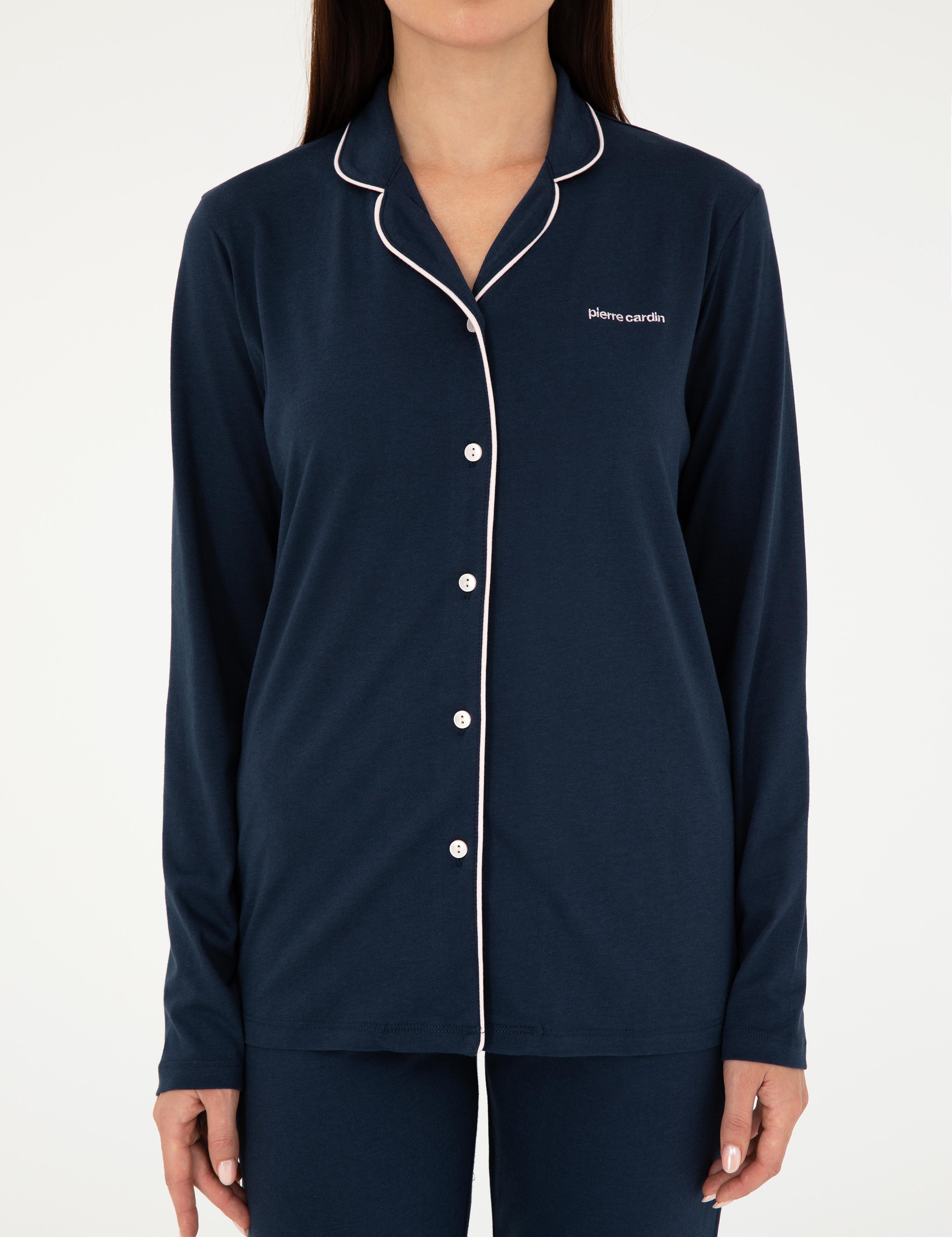 Lacivert Düğmeli Pijama Takımı