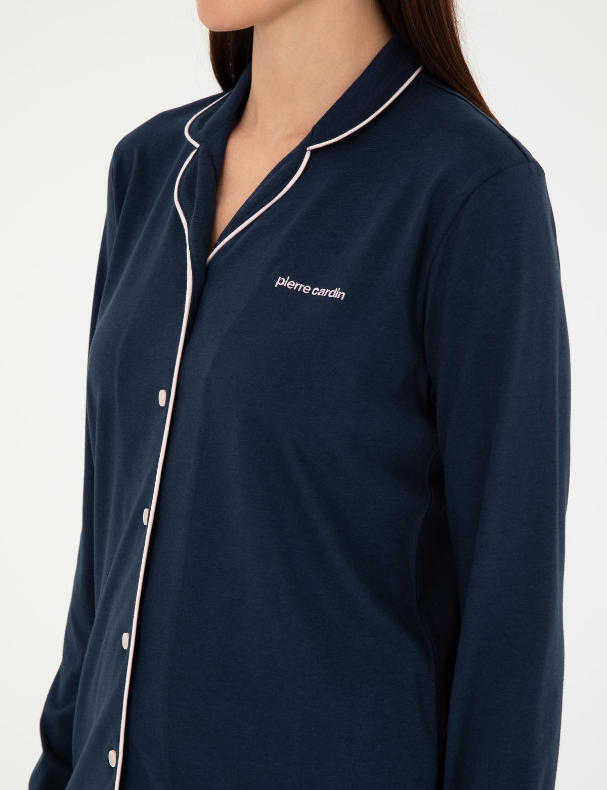 Lacivert Düğmeli Pijama Takımı - 50299705002