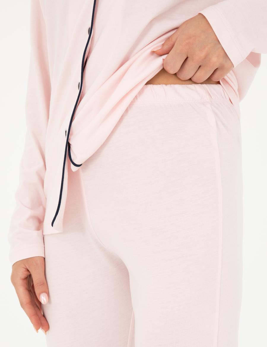 Pudra Düğmel Pijama Takımı