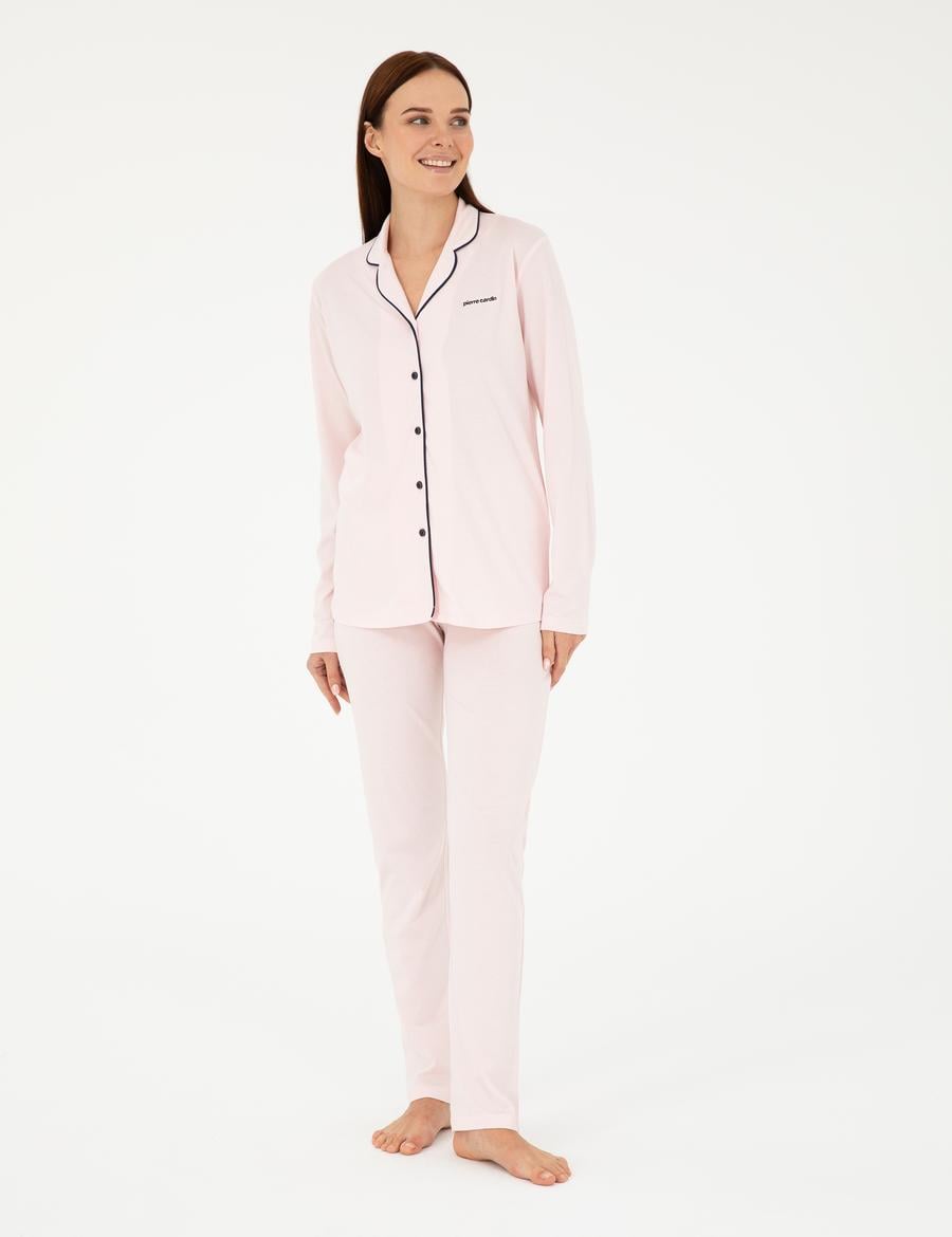 Pudra Düğmel Pijama Takımı