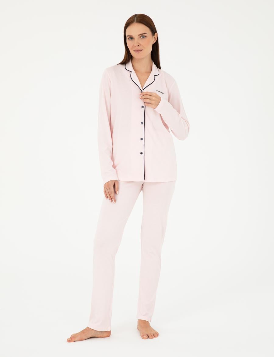 Pudra Düğmel Pijama Takımı