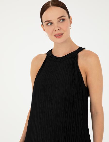 Siyah A Kesim Örme Elbise - 50285686027