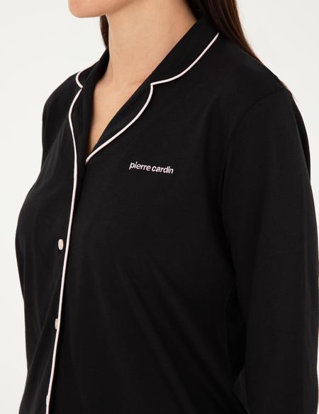 Siyah Düğmeli Pijama Takımı - 50299705008