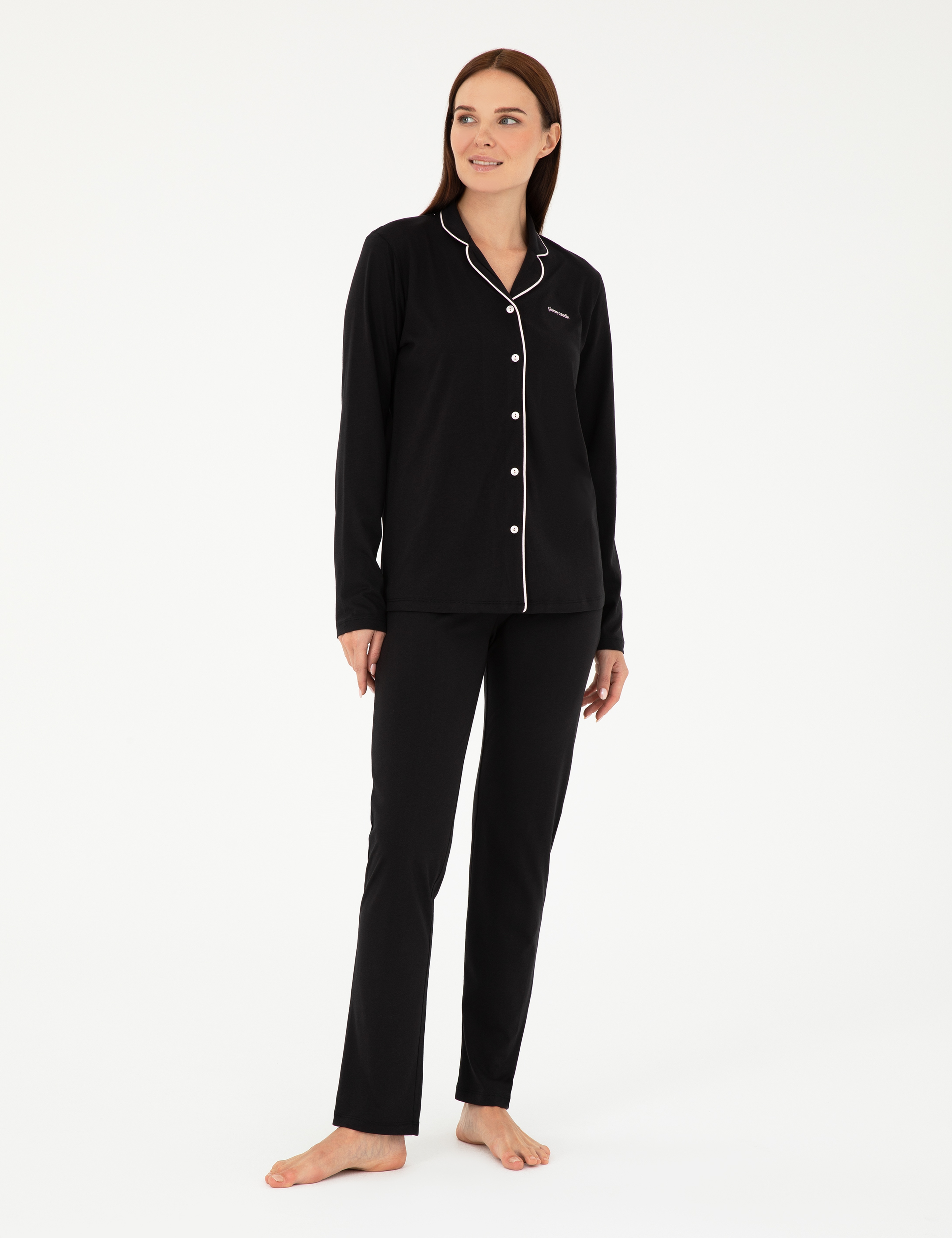 Siyah Düğmeli Pijama Takımı - Image 2