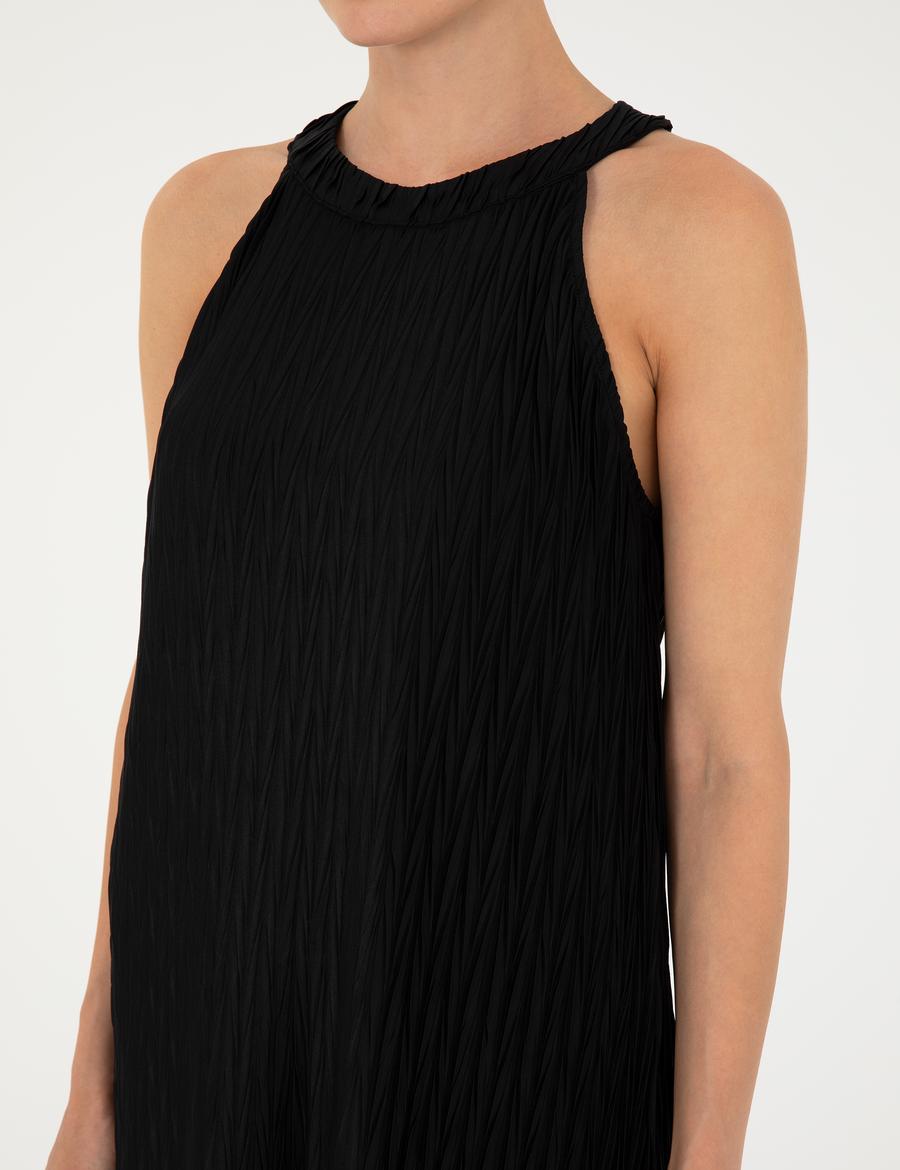 Siyah A Kesim Örme Elbise