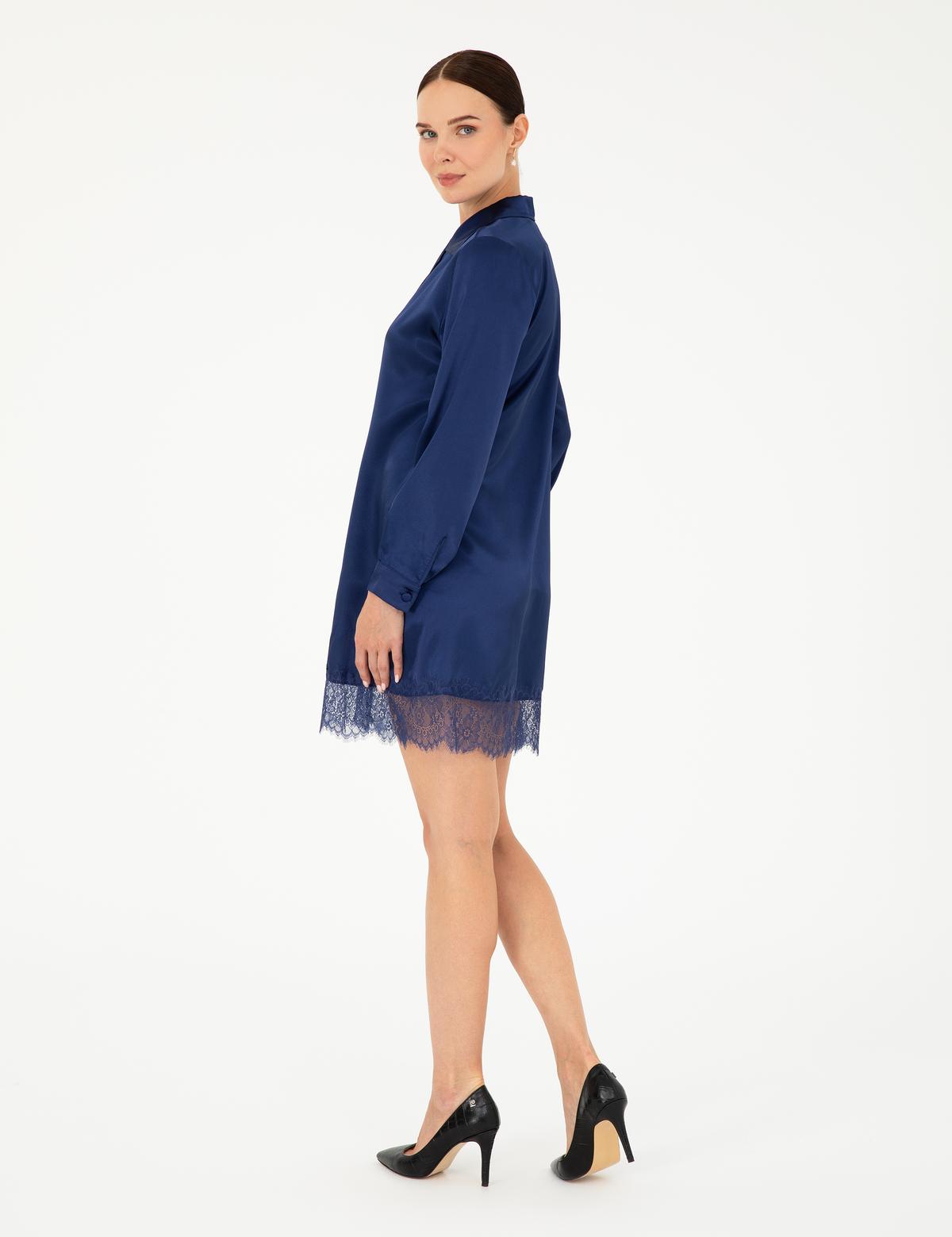 Lacivert Dokuma Elbise - 50215284003