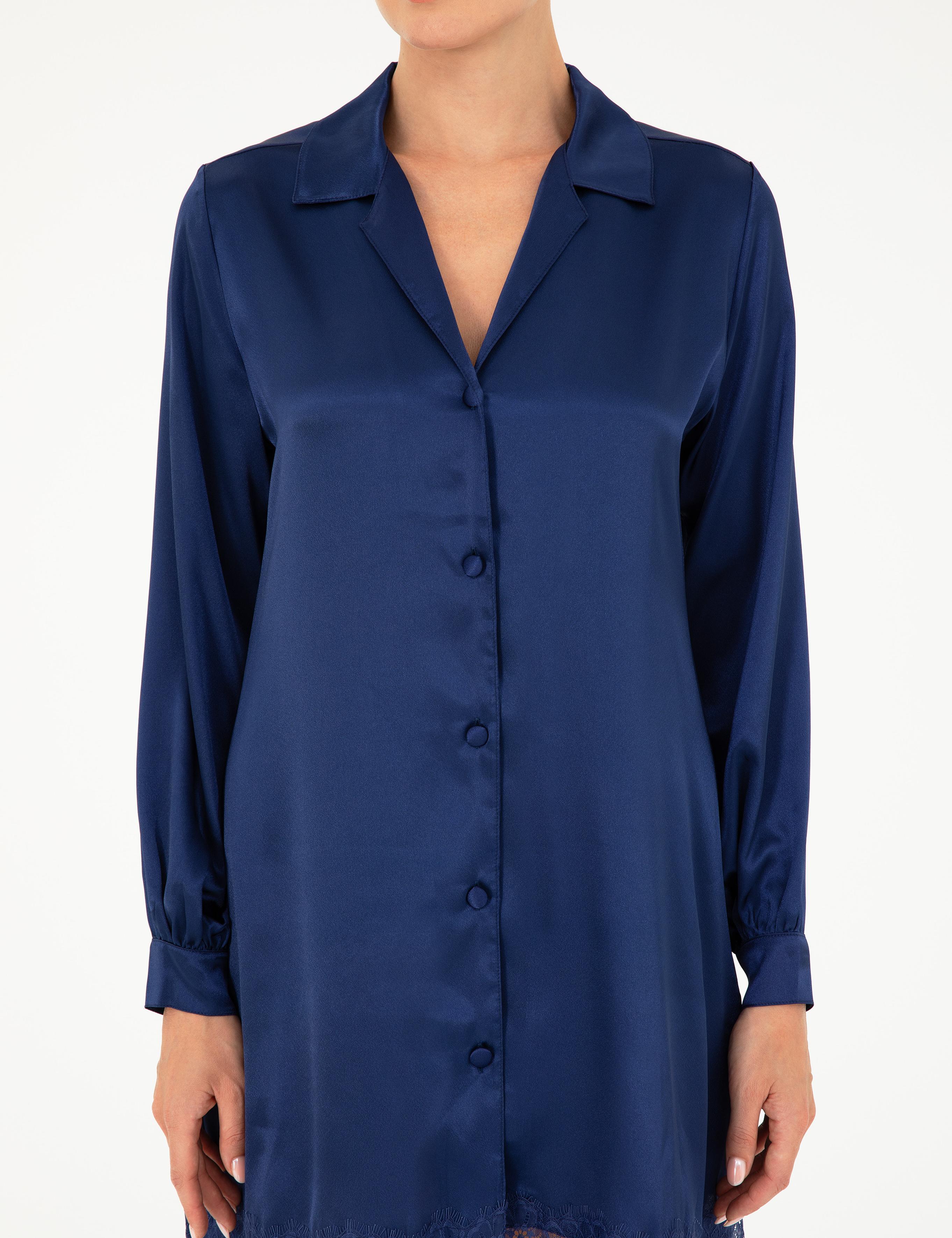 Lacivert Dokuma Elbise