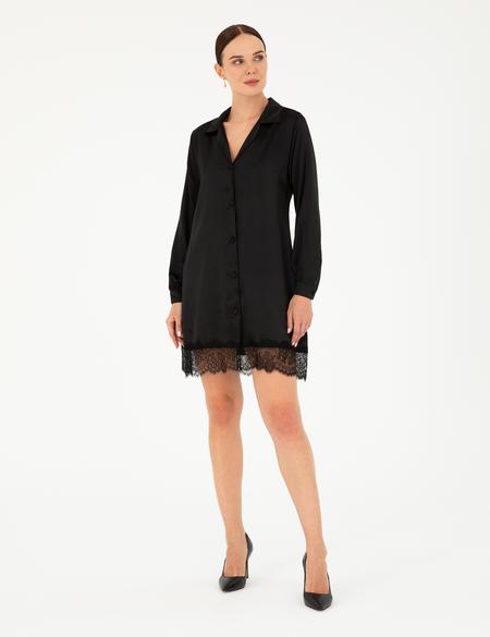 Siyah Dokuma Elbise - 50215284006