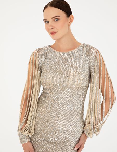 Gri Dokuma Elbise - 50214687002