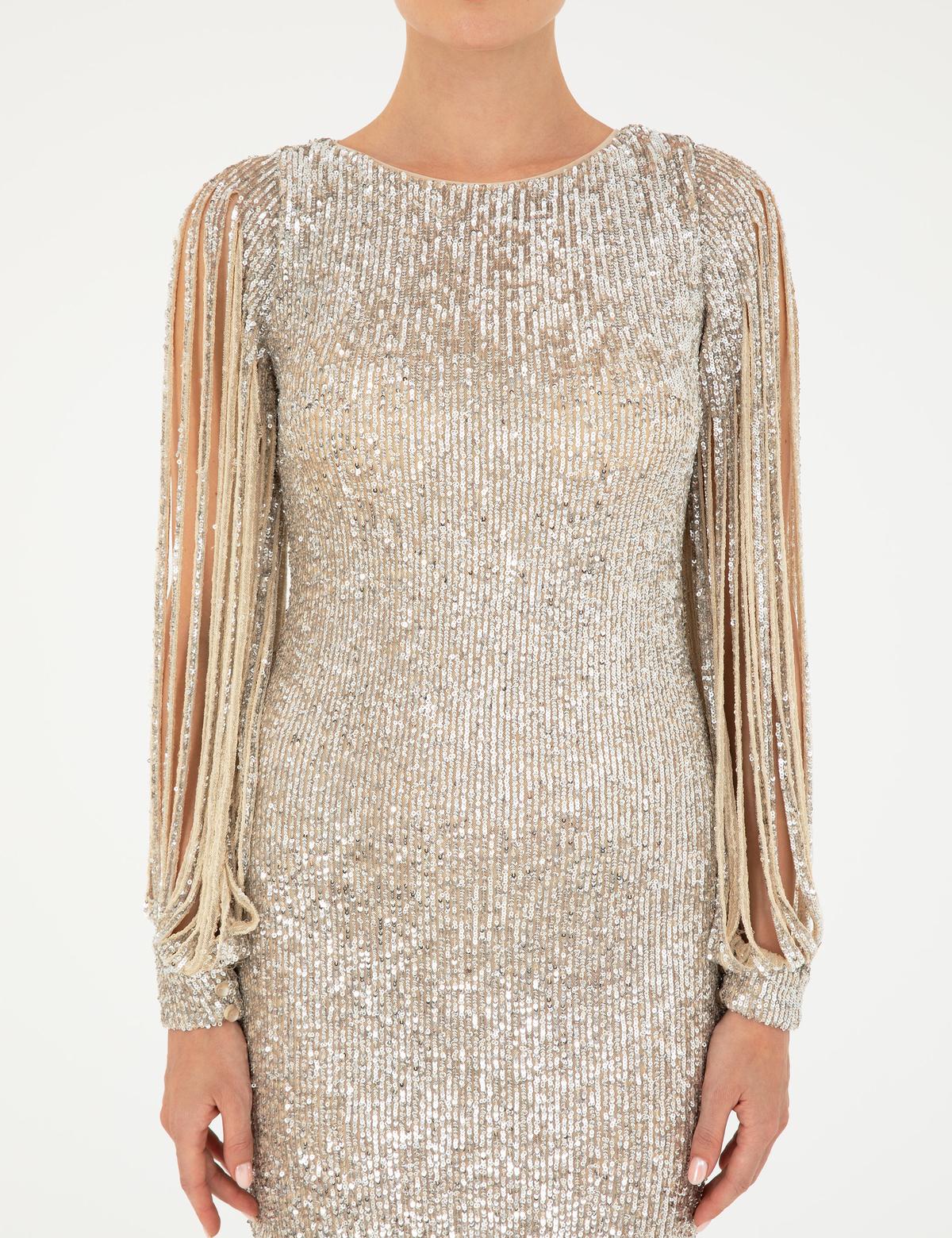 Gri Dokuma Elbise - 50214687002