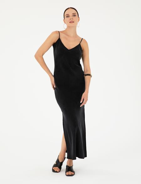 Siyah Slim Fit Dokuma Elbise - 50273056005