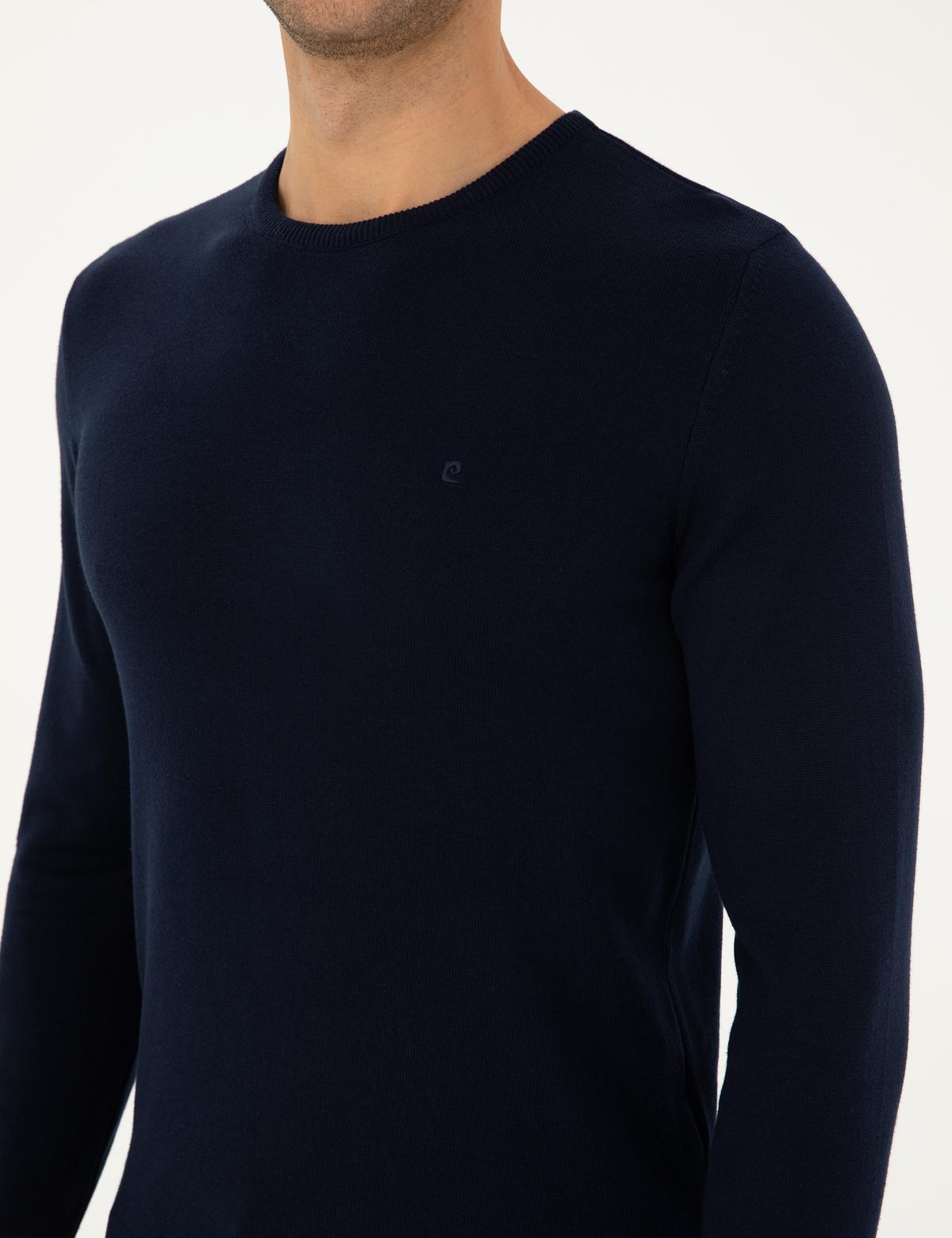 Lacivert Slim Fit Bisiklet Yaka Basic Triko Kazak - 50296575041