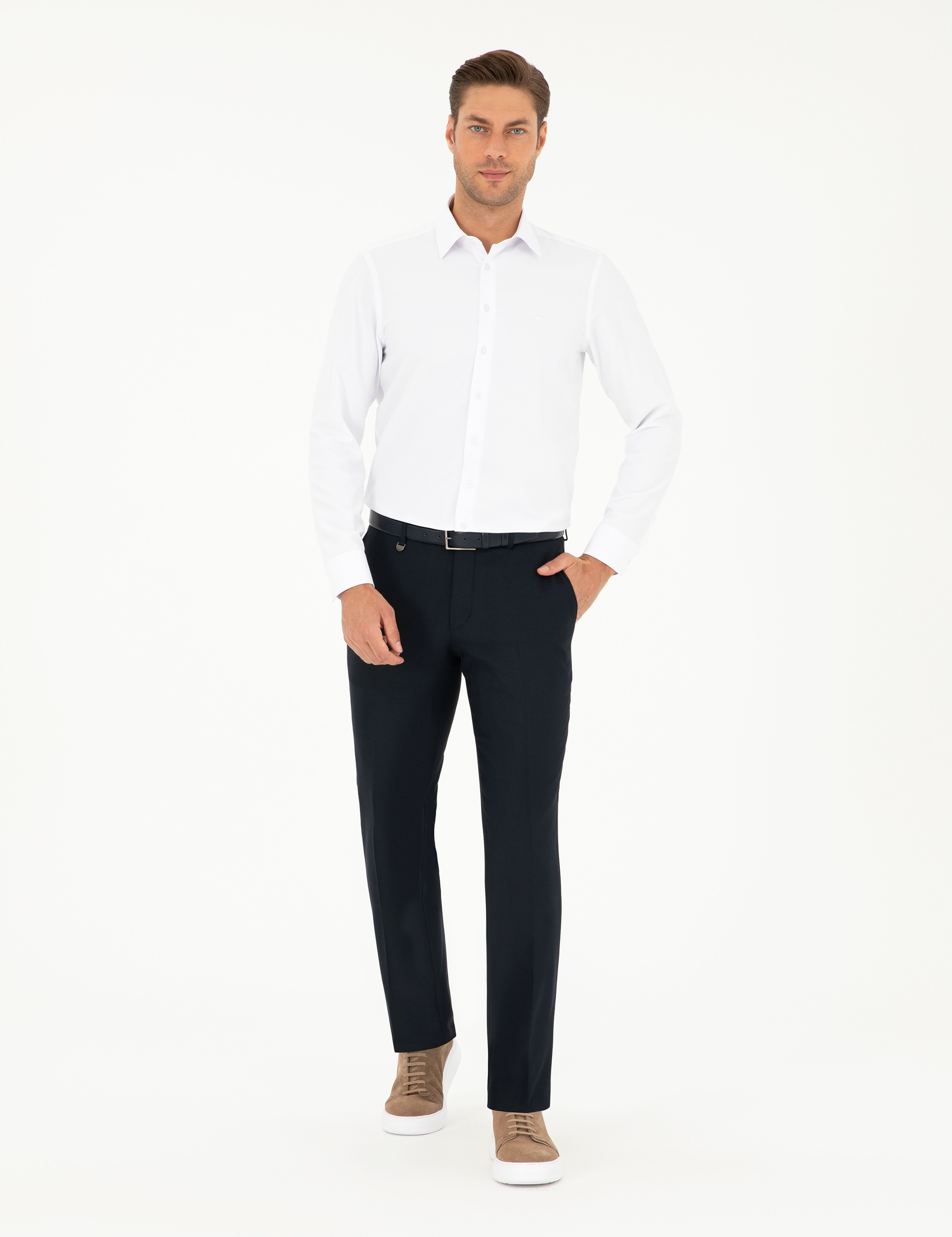 Lacivert Slim Fit Kumaş Pantolon - Image 1