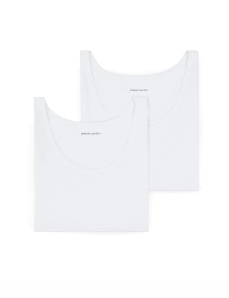 Beyaz Pamuk Modal Karışımlı 2'li Atlet - 50303354002