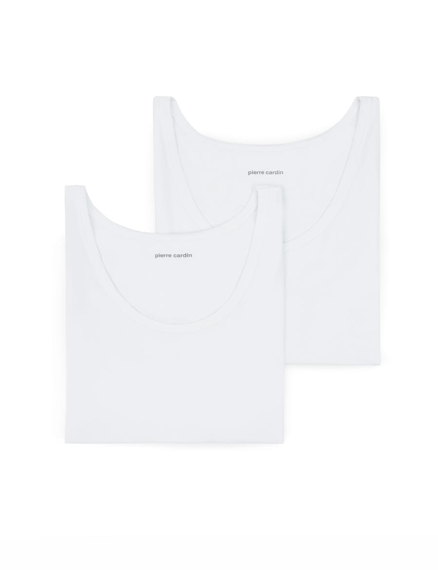 Beyaz Pamuk Modal Karışımlı 2'li Atlet