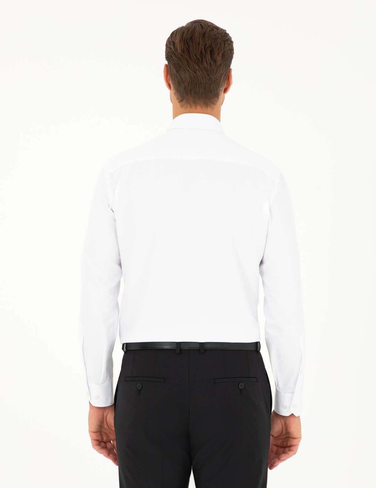 Beyaz Slim Fit Armürlü Uzun Kollu Gömlek - 50298071001