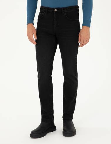 Siyah Straight Fit Jean Pantolon