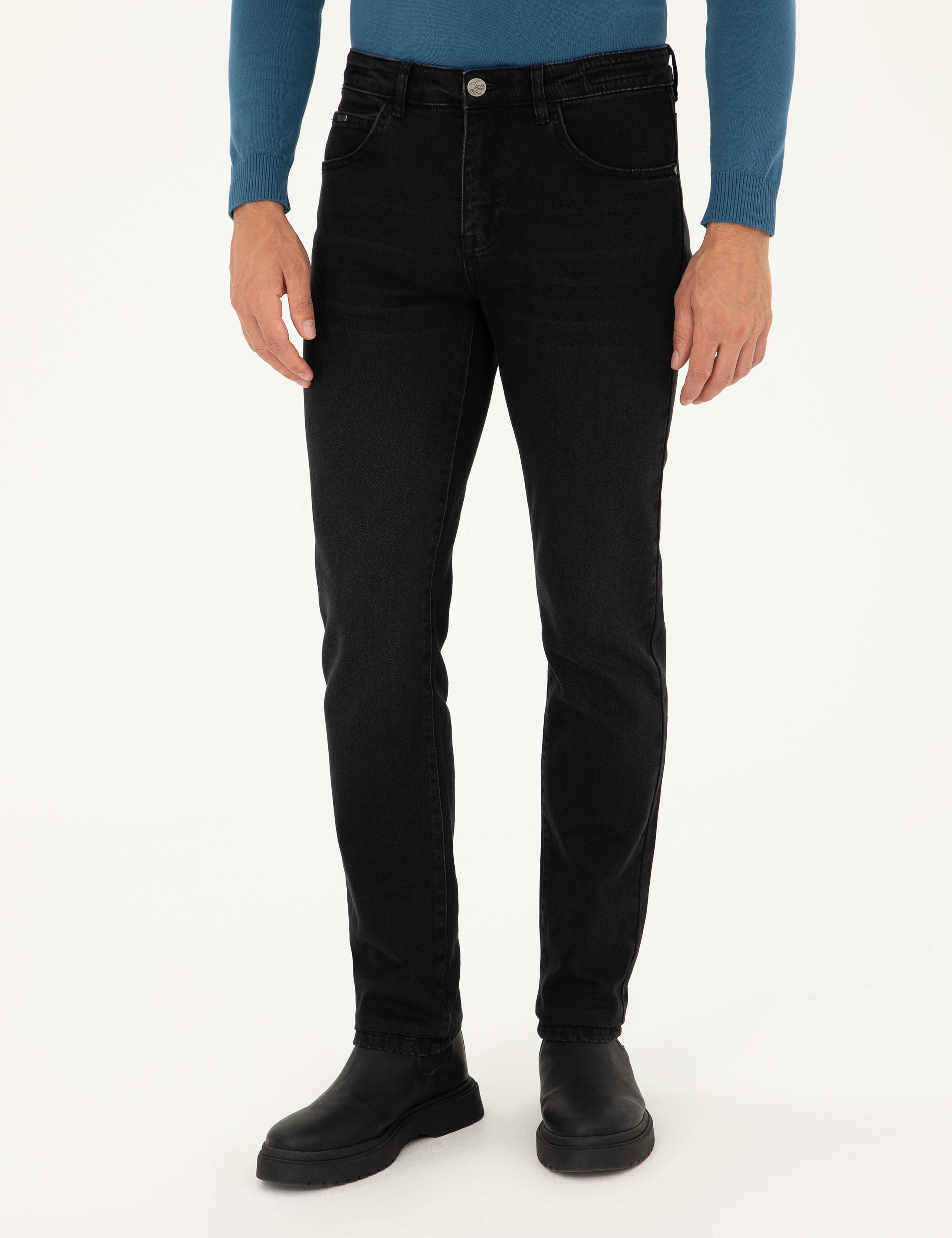 Siyah Straight Fit Jean Pantolon
