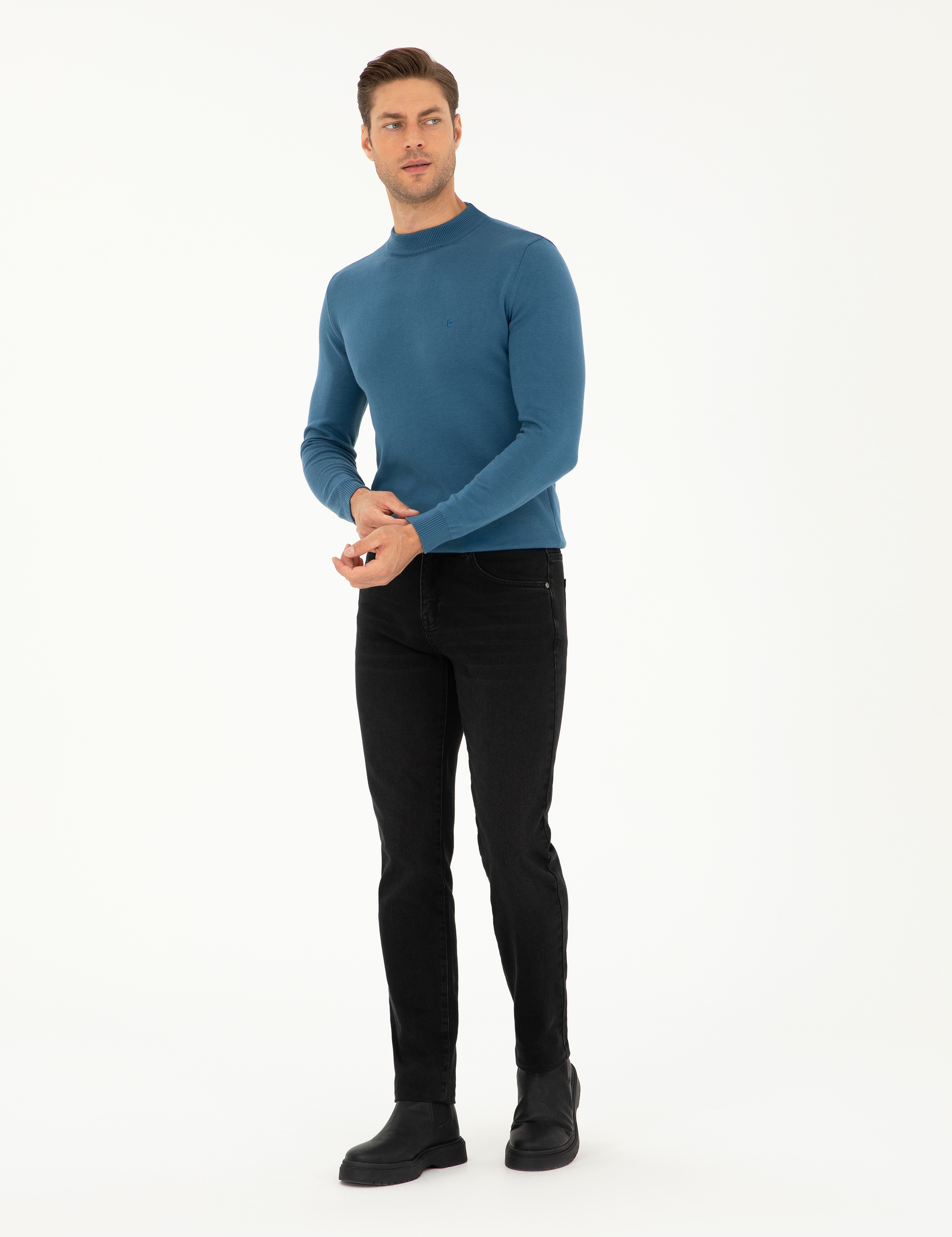 Siyah Straight Fit Jean Pantolon - Image 3
