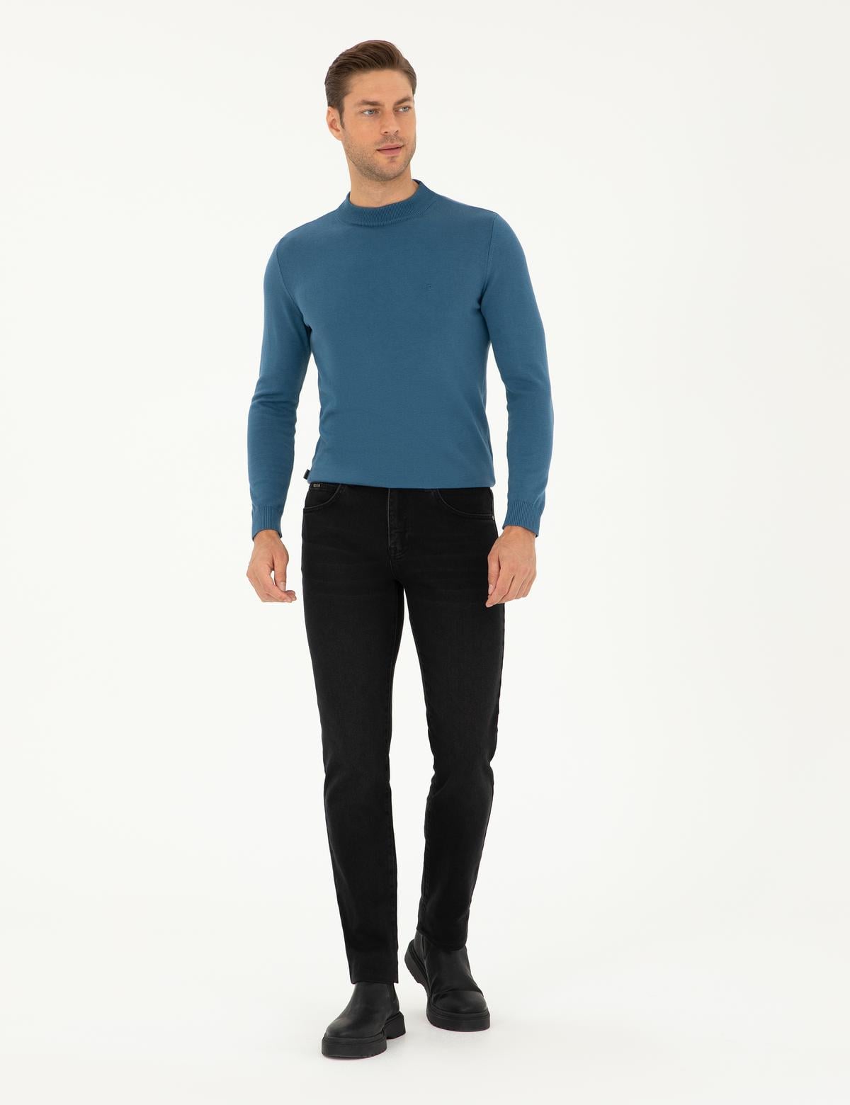 Siyah Straight Fit Jean Pantolon