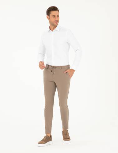 Beyaz Slim Fit Armürlü Uzun Kollu Gömlek