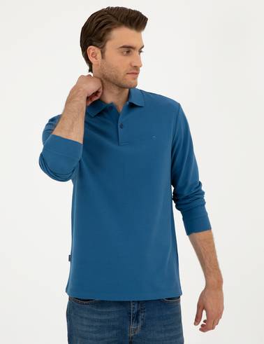Açık Lacivert Slim Fit Basic Sweatshirt