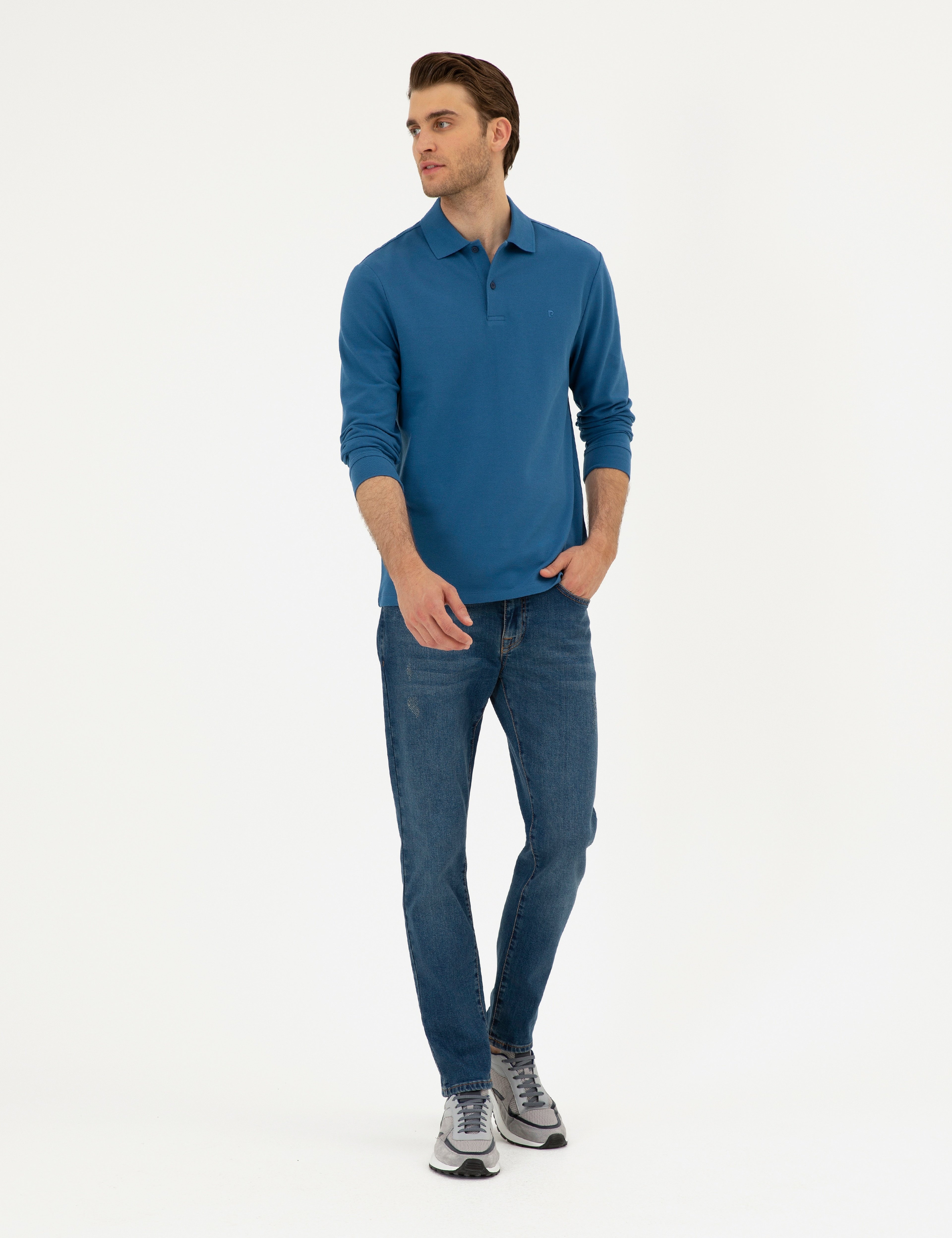 Açık Lacivert Slim Fit Basic Sweatshirt - Image 4