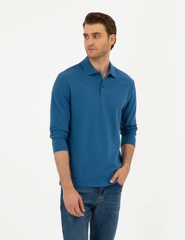 Açık Lacivert Slim Fit Basic Sweatshirt