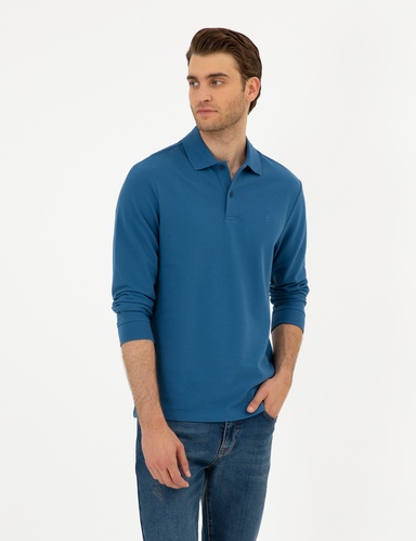 Açık Lacivert Slim Fit Basic Sweatshirt