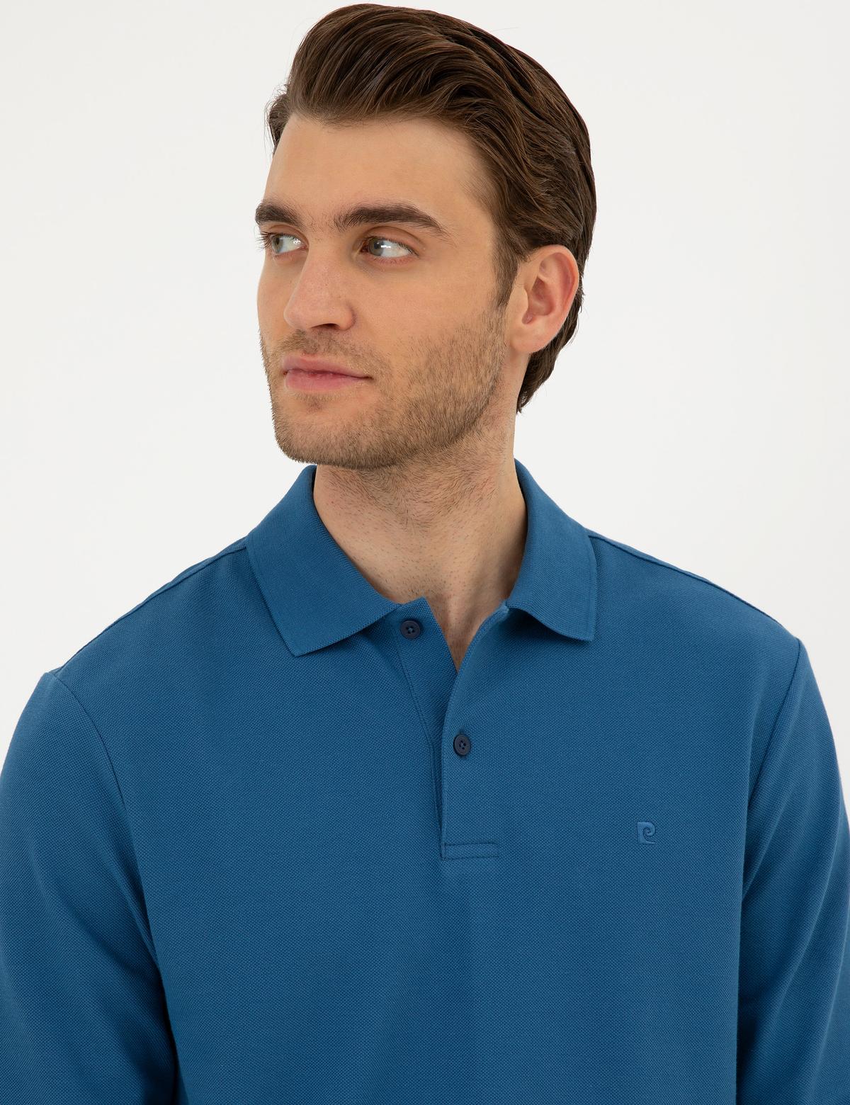 Açık Lacivert Slim Fit Basic Sweatshirt - 50294438049