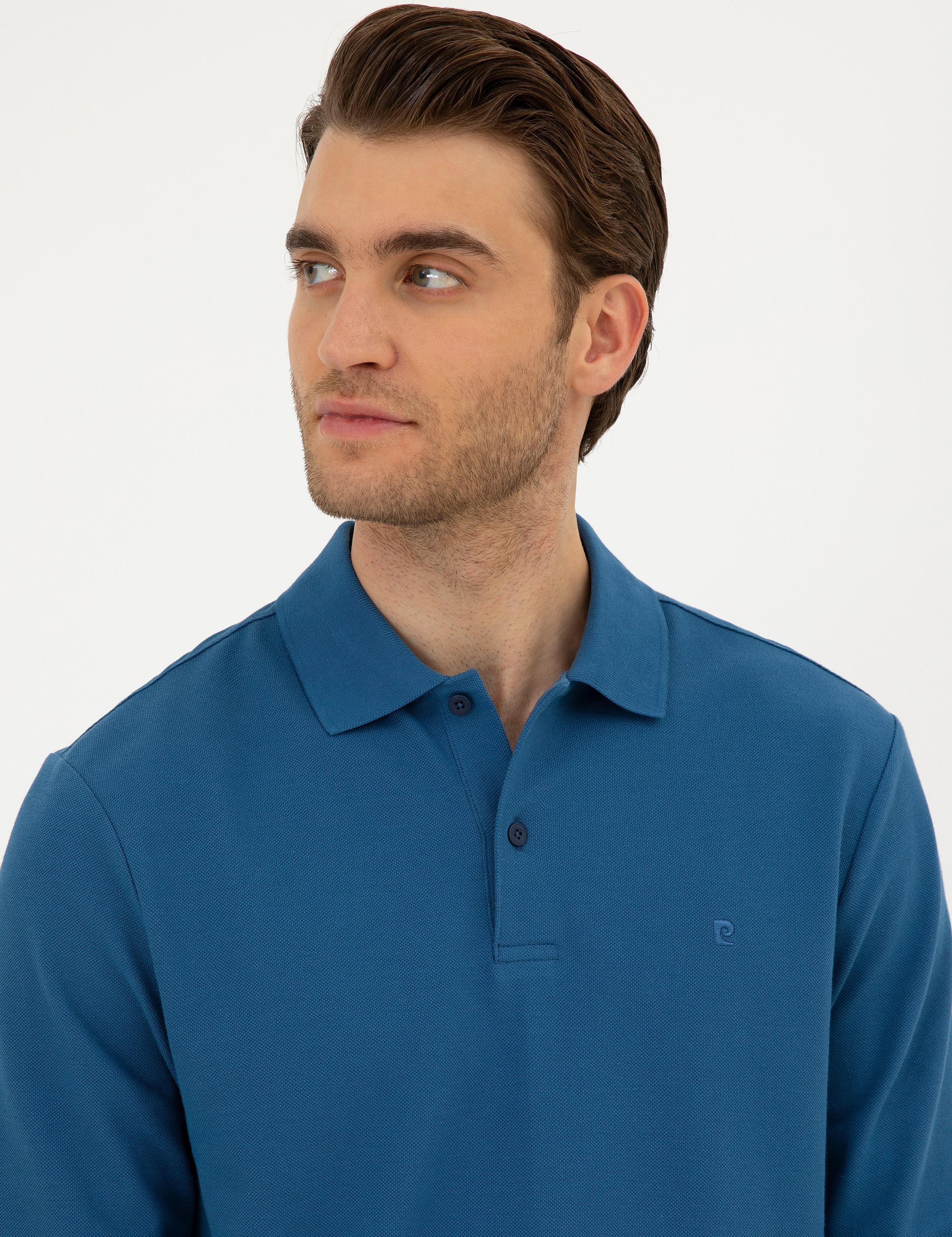 Açık Lacivert Slim Fit Basic Sweatshirt